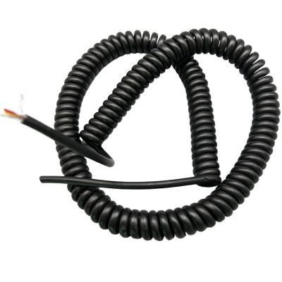 9-Core 0.15 mm² Shielded Coiled Power Cable, 26 AWG, 5 mm OD, 1–12 m Stretch