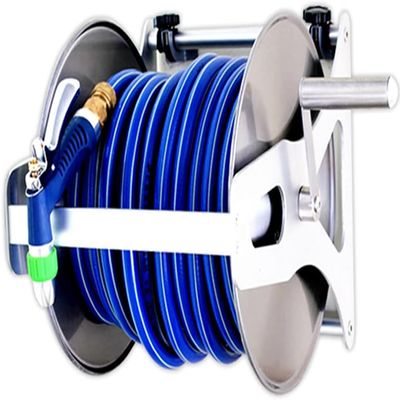 Portable Heavy-Duty Garden Hose Reel with Flexible 25 m Rubber Hose