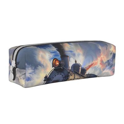 BNVSADC Printed Leather Pencil Case with Steam Train Design