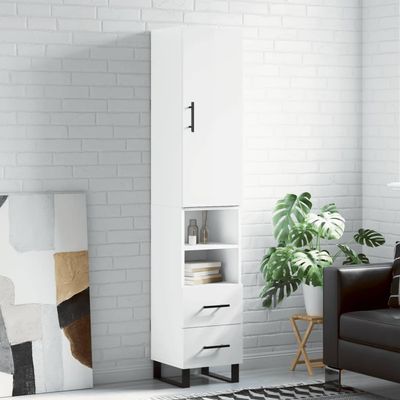 Furniture Select Highboard, High-Gloss White, 34.5 x 34 x 180 cm, Engineered Wood