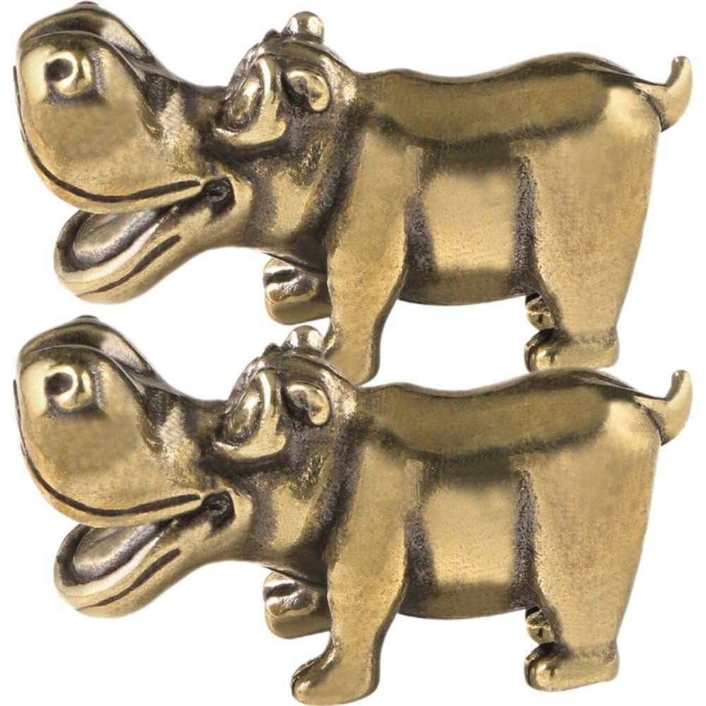 Lpitoy 2-Piece Brass Hippopotamus Statue Set