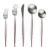 WYRMB Flatware Set, 5/20/30/40/50/60 Pieces, Stainless Steel, Matte Finish, Pink Silver, 12 Sets/60 Pieces view 1