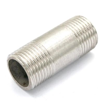 3/8" Equal Male-Thread Barrel Nipple, 304 Stainless Steel Pipe Fitting Connector for Water, Oil, and Air