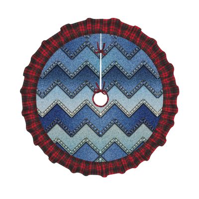 Christmas Tree Skirt, Gradient Blue Denim Print