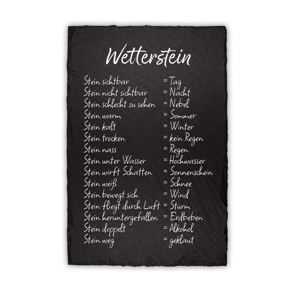 Finest Folia Weather Stone Weather Station, 20 x 30 cm Slate Plaque for Garden and Balcony Decor, Weatherproof, RVX002 (Design 01, Slate Plaque)