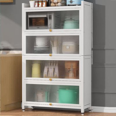 Kitchen Shelf with Microwave Stand and Coffee Maker Stand, White, 80 x 32 x 144 cm