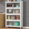 Kitchen Shelf with Microwave Stand and Coffee Maker Stand, White, 80 x 32 x 144 cm view 1
