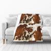 Red and White Cowhide Plush Flannel Fleece Throw Blanket, 40 x 50 in view 1