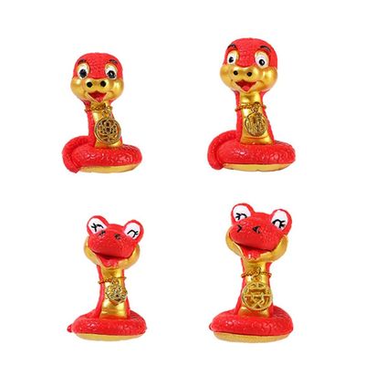 Chinese Zodiac Year of the Snake Resin Figurines, 4-Piece Set