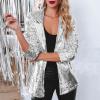 YOSUWOAI Women's Sequin Blazer, Long-Sleeve Lapel Suit Jacket view 3
