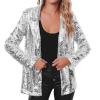 YOSUWOAI Women's Sequin Blazer, Long-Sleeve Lapel Suit Jacket view 4