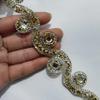 1 Yard African Lace Trim, Ethnic Lace Band with Round Rhinestone Tassel Beads, Pendants and Necklaces, Silver and Gold, 25 Yards view 1