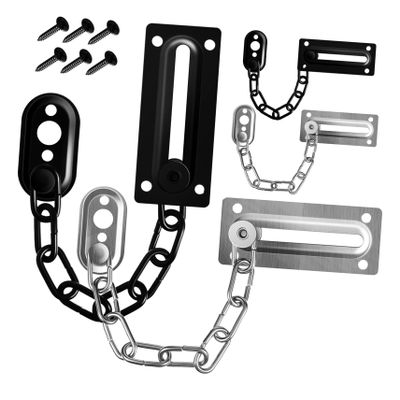 Housoutil 4-Pack Stainless Steel Door Chain Locks, Easy to Install, Difficult to Open from Outside, for Apartments and Bedrooms