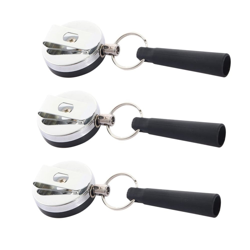 NUOBESTY 4 Sets Anti-Loss Retractable Silicone Pen-Cap Keychains, Steel-Wire Buckles with Hooks, 3 Pieces Each