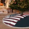 48-Inch Waterproof Christmas Tree Skirt with Pom-Poms, Striped Flag and Statue Silhouette view 1