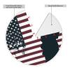 48-Inch Waterproof Christmas Tree Skirt with Pom-Poms, Striped Flag and Statue Silhouette view 3