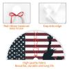 48-Inch Waterproof Christmas Tree Skirt with Pom-Poms, Striped Flag and Statue Silhouette view 4