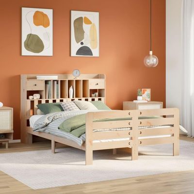 NQJIBUE Home Garden Bookcase Bed, 150 x 200 cm, King Size, Solid Pine