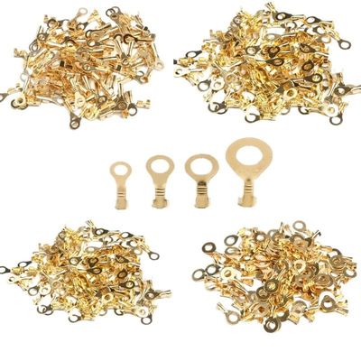 DSZUJTYROP 100-Piece Brass Non-Insulated Ring Cable Lug Kit, 3.2–6.2 mm, M6 (6.2 mm)