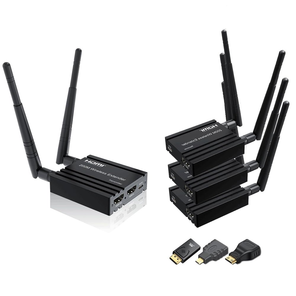 Wireless HDMI Transmitter and Receiver, 4K Decoding, 1 Transmitter and 3 Receivers, 656 ft/200 m Range