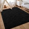 HOKXUAN Shaggy Area Rug 170 x 140 cm, Soft, Non-Slip, Black view 1