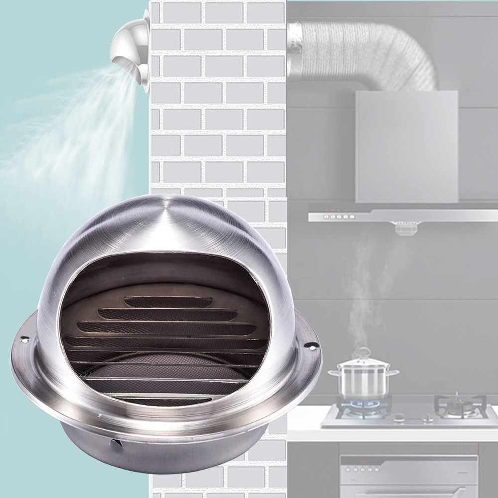VAYEODEYU Ventilation Cover, Weatherproof Louvered Air Vent Hood, Silver, 300 mm/12 in (170 mm/6.7 in)