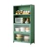 Bamboo Kitchen Cabinet with Transparent Door and Tall Shelves, Green view 1