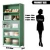 Bamboo Kitchen Cabinet with Transparent Door and Tall Shelves, Green view 2