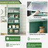 Bamboo Kitchen Cabinet with Transparent Door and Tall Shelves, Green view 4