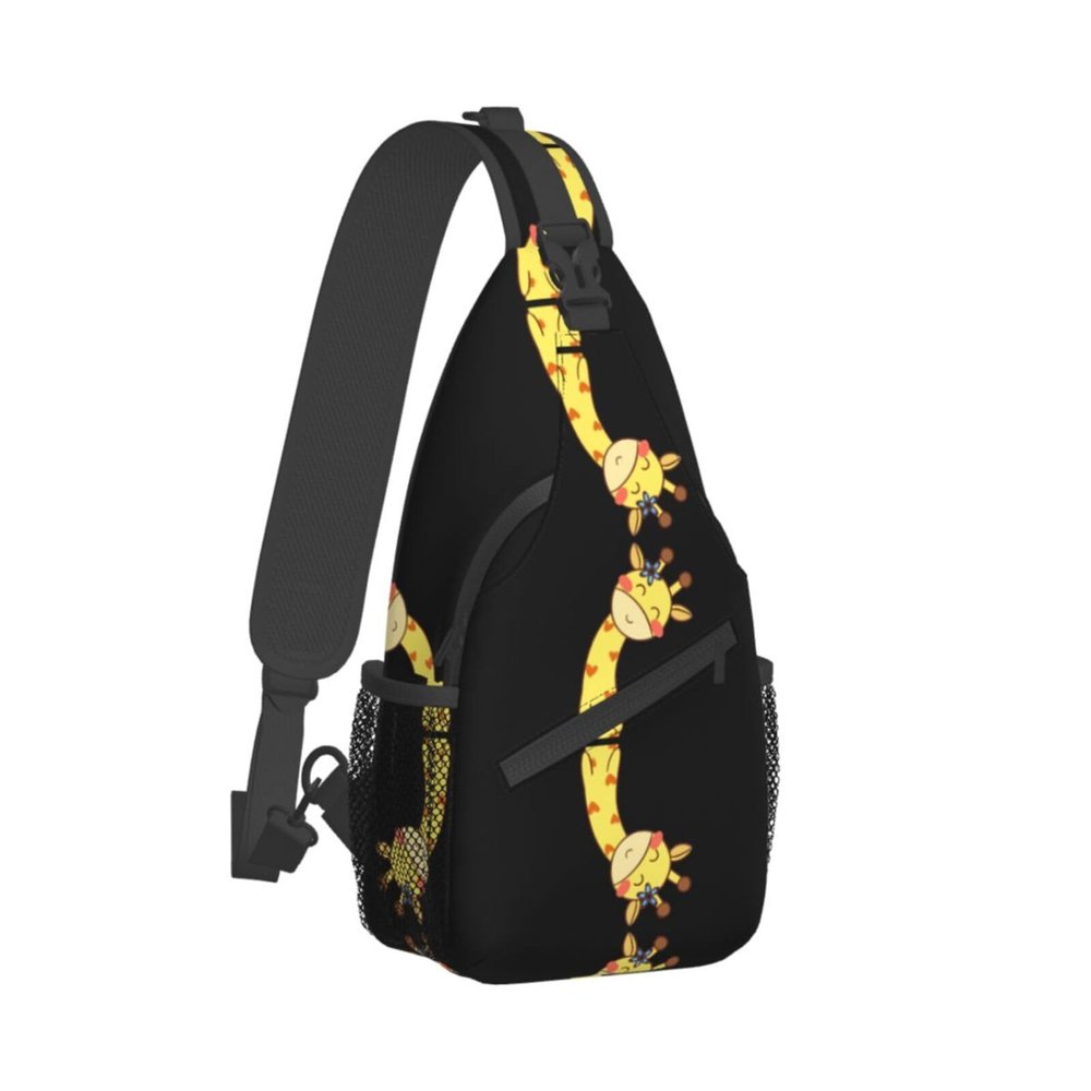 TradesForU Cute Bow Giraffe Print Men's Casual Crossbody Chest Bag