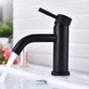 304 Stainless Steel Single-Hole Hot and Cold Basin Faucet, Straight Spout, Black view 2