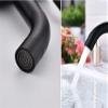 304 Stainless Steel Single-Hole Hot and Cold Basin Faucet, Straight Spout, Black view 3