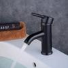 304 Stainless Steel Single-Hole Hot and Cold Basin Faucet, Straight Spout, Black view 4