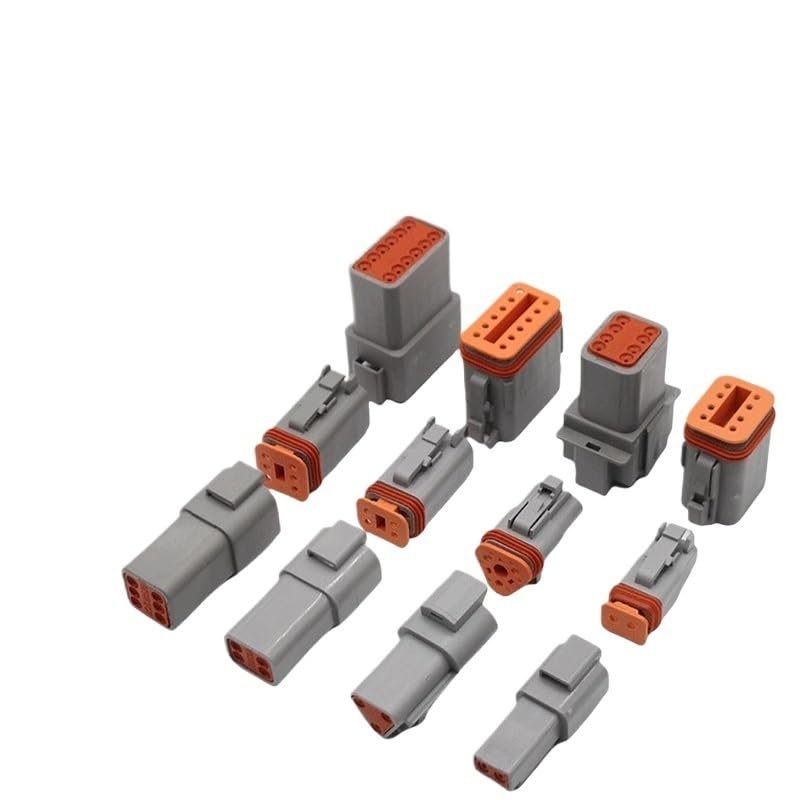 DSZUJTYROP Type-Series Waterproof Automotive Connector Wire Socket Set, 5/10/100 Sets, 2P/3P/4P/6P/8P/12P, DT06-4S/DT04-2P/DT06/DTM, DT Flange