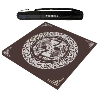 YXLYFDLY Square Mahjong Mat with Black Carrying Bag, Non-Slip and Noise-Reducing, Mahjong Pai Gow Table Mat for Mahjong Pai Gow Poker and Tile Games (95 cm)