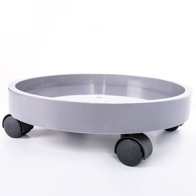 Round Plastic Plant Caddy with Wheels, 50 kg Capacity, Gray, 22 cm