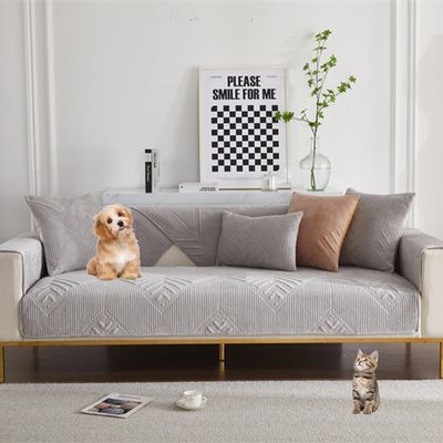 Upgraded Sofa Cover for 1/2/3/4-Seater Sofas, L-Shaped Sofas, Gray, 70 × 70 cm