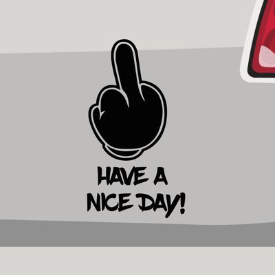 Stickerfreaks Have a Nice Day Finger Fun Decal – Brown, 14 × 8 cm