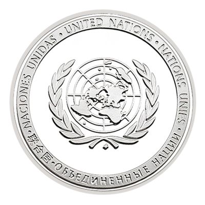 MENOOK United Nations Peacekeeping Silver Coin, Purple Gold World Peace Medal, Art Deco Gift Collection - Silver