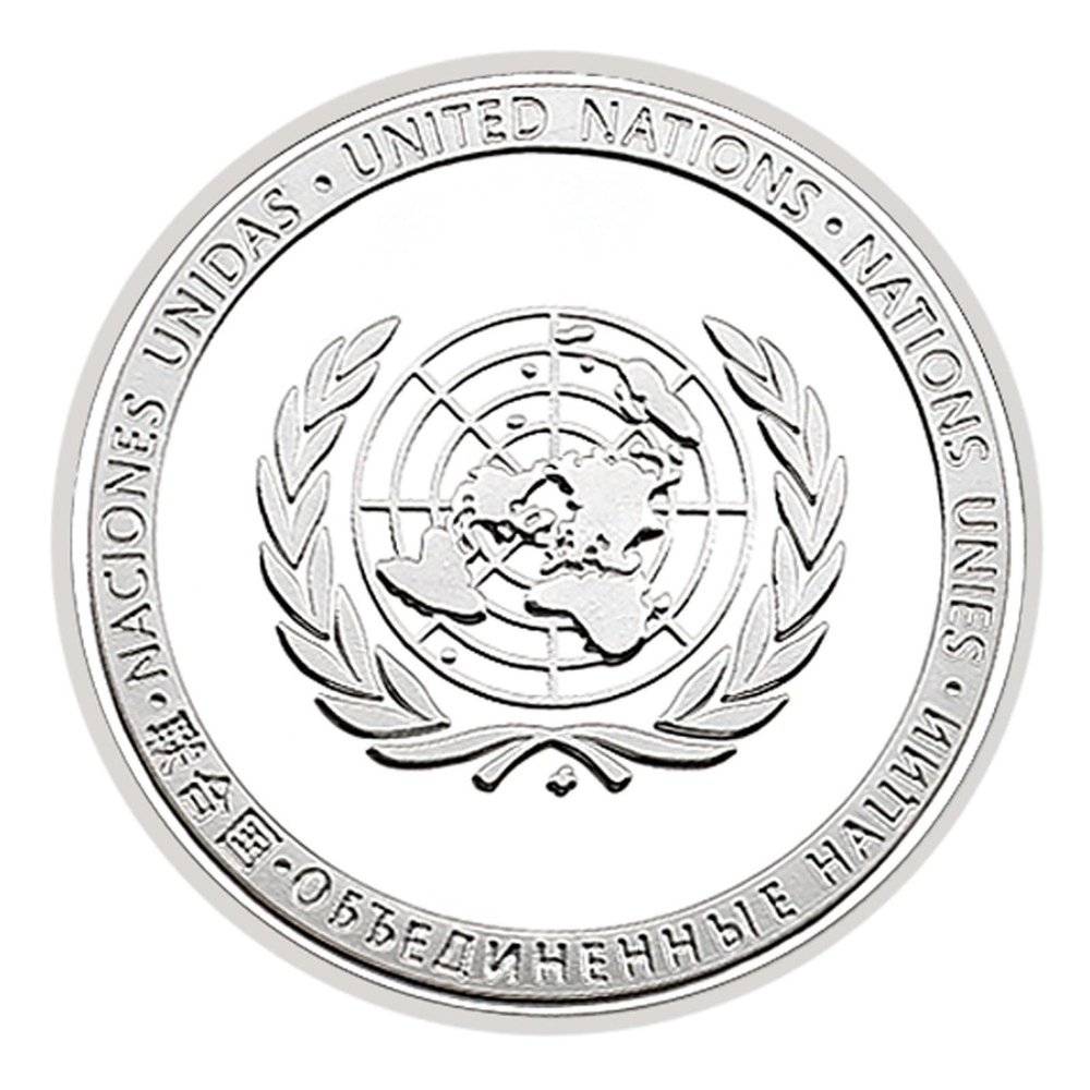 MENOOK United Nations Peacekeeping Silver Coin, Purple Gold World Peace Medal, Art Deco Gift Collection - Silver