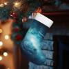 YKJJFVZ Christmas Stocking, Blue Galaxy Design, Large, Black, One Size view 3