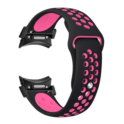 Generic 20 mm Seamless Band Compatible with Galaxy Watch 6, 4 Classic, 5 Pro 47 mm, 43 mm, Silicone Band, Galaxy Watch 6 Band 44 mm, 40 mm (Black-Pink, Galaxy 4-5-6 40 mm)