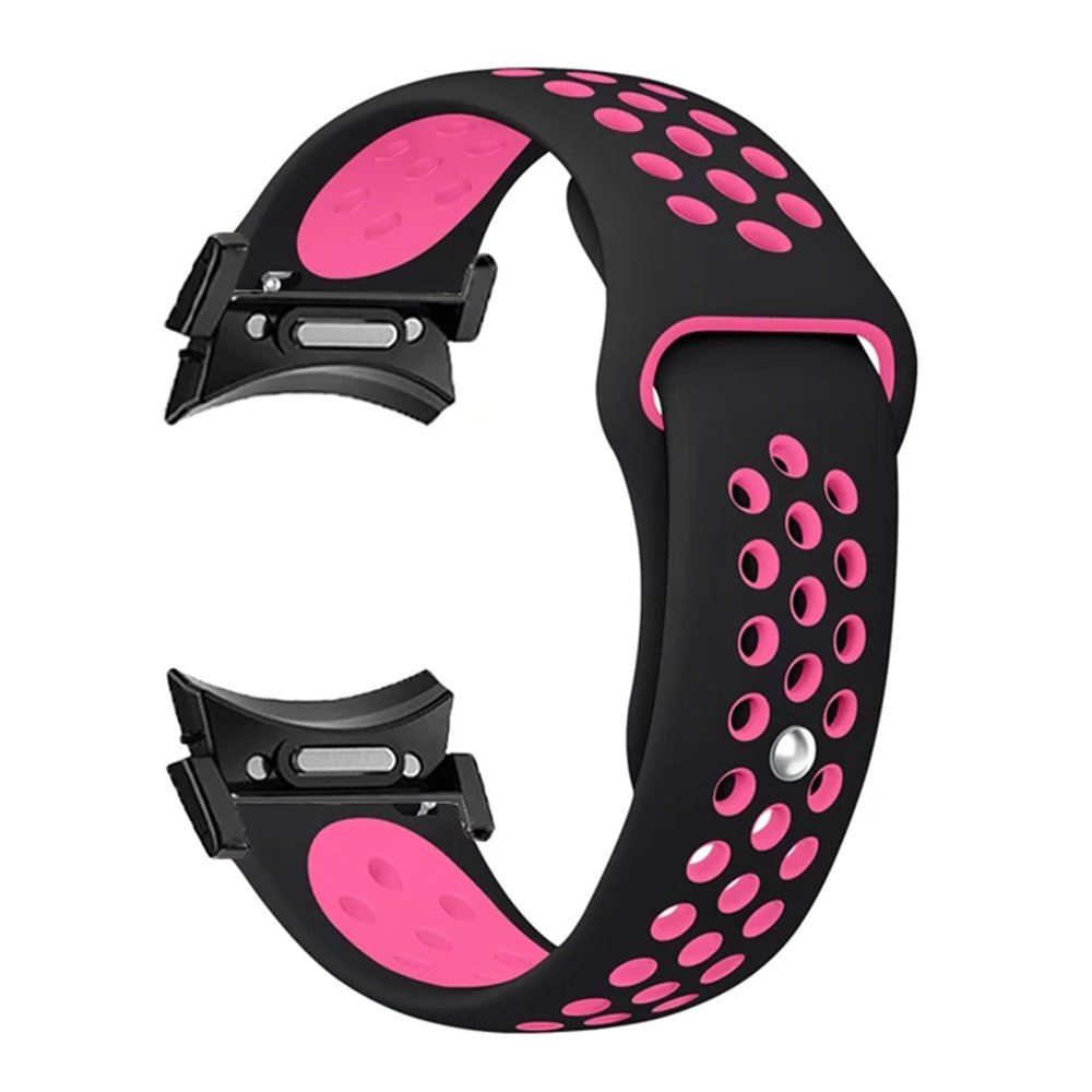 Generic 20 mm Seamless Band Compatible with Galaxy Watch 6, 4 Classic, 5 Pro 47 mm, 43 mm, Silicone Band, Galaxy Watch 6 Band 44 mm, 40 mm (Black-Pink, Galaxy 4-5-6 40 mm)