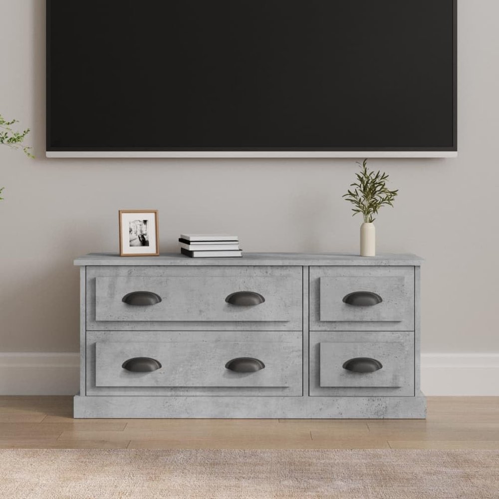 NQJIBUE Home Garden TV Cabinet Concrete Gray 100 x 35.5 x 45 cm Engineered Wood