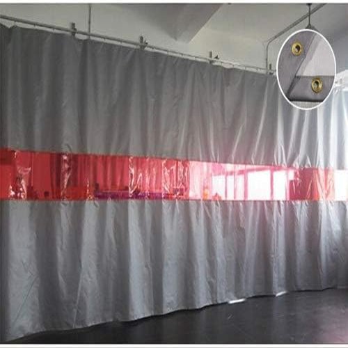 ZHFENGZHUZ Welding Screen with Red Viewing Window, Flame-Resistant Welding Curtain, Gray, 1.5 x 2.5 m