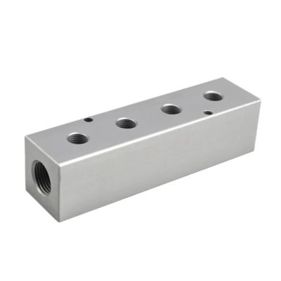 ICXLPMC 5-Way Aluminum Alloy Manifold, 40 × 40 mm, G1/2 Inlet, G1/4 Outlets