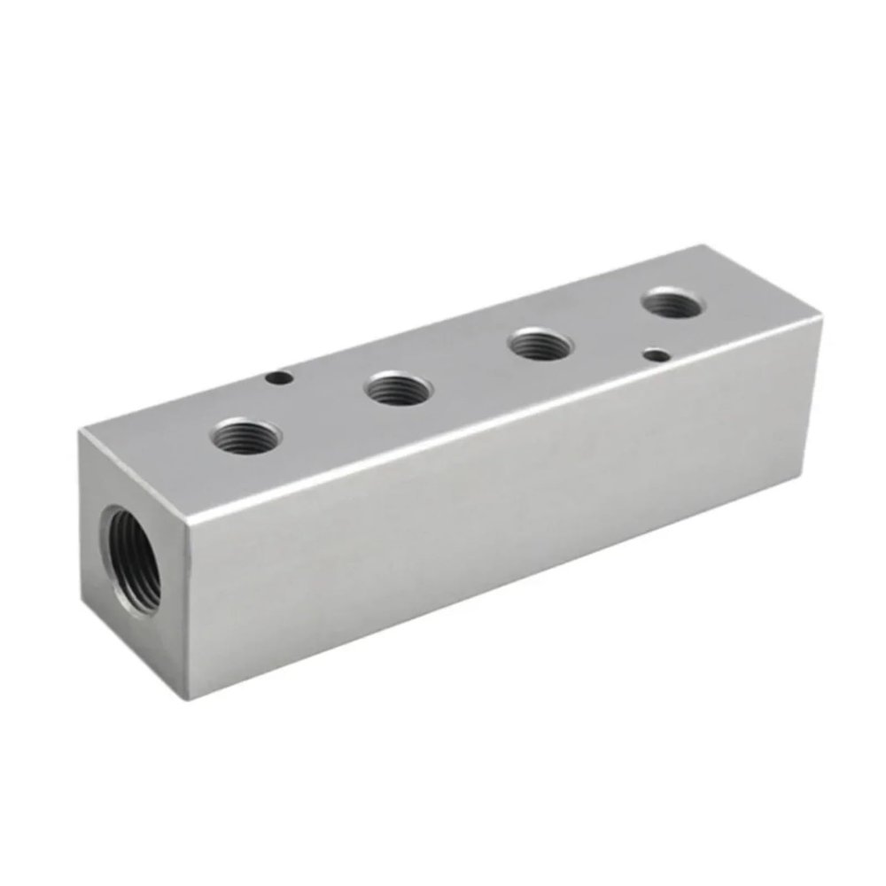 ICXLPMC 5-Way Aluminum Alloy Manifold, 40 × 40 mm, G1/2 Inlet, G1/4 Outlets