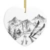 Ski-Themed Heart-Shaped Ceramic Christmas Tree Ornament view 1