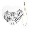 Ski-Themed Heart-Shaped Ceramic Christmas Tree Ornament view 2