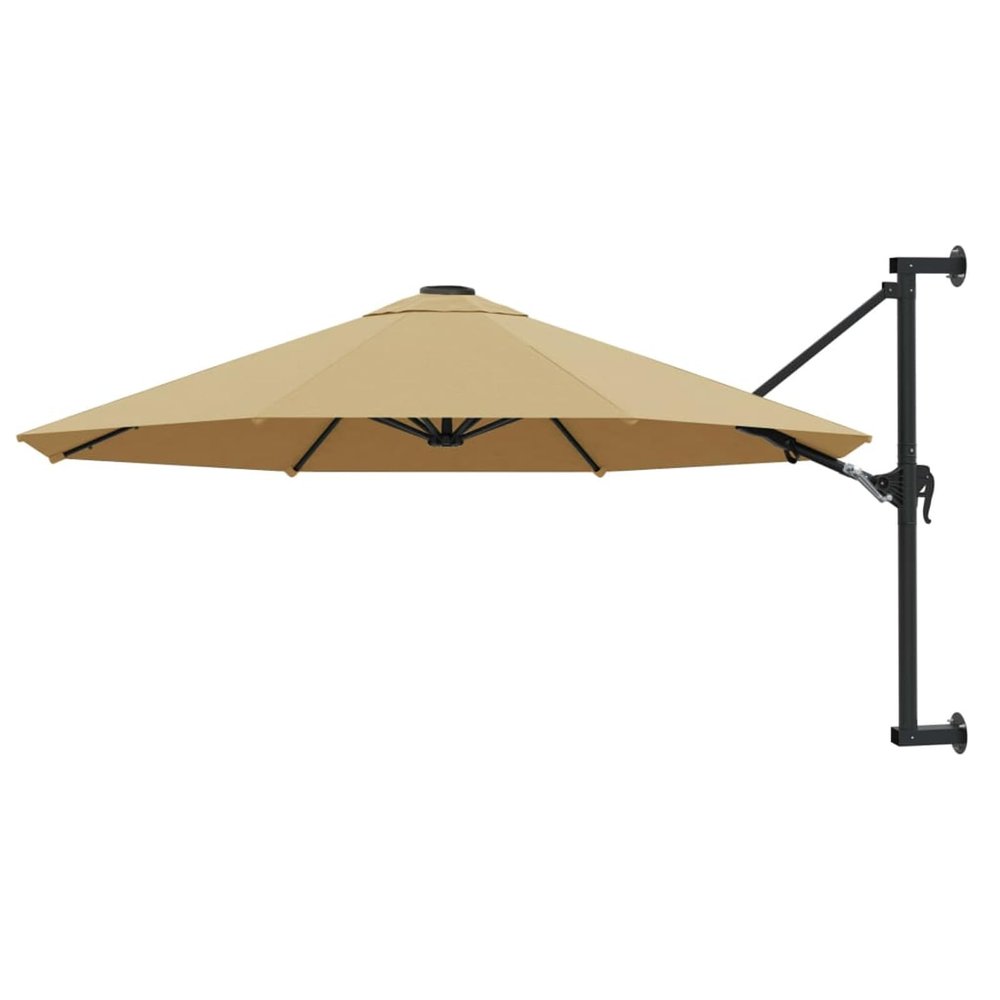 ShGaxin Patio Umbrella, Garden, Terrace and Balcony Sun and Privacy Shade, UV Protection, Wall-Mounted with Metal Pole, 300 cm, Taupe